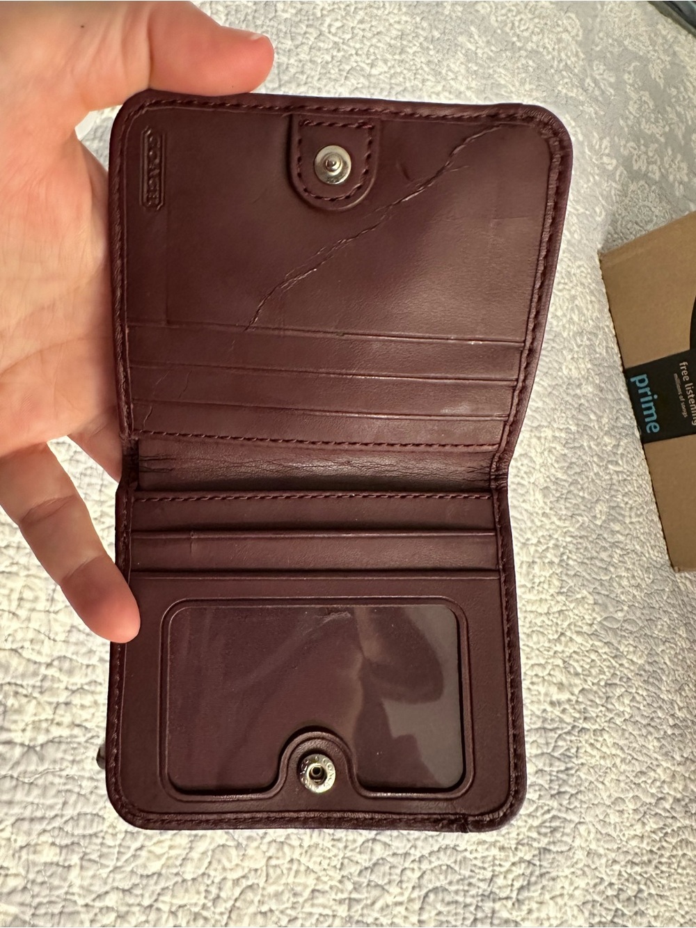 COACH Women’s Signature Canvas Bi-Fold Wallet in Burgundy - Picture 4 of 5
